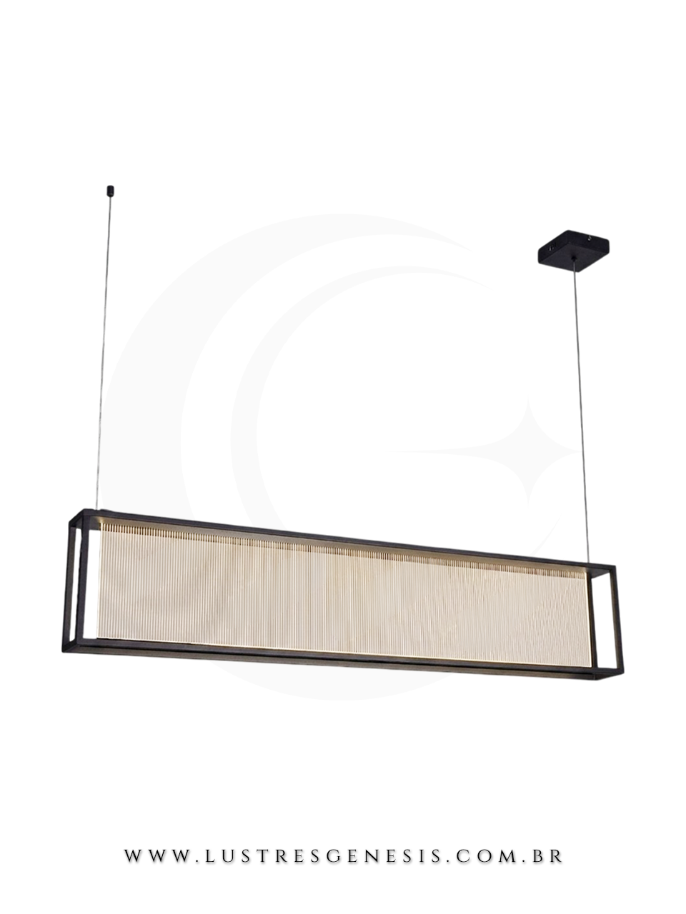 Lustre pendente moderno de LED preto Catta 120cm, com design ondulado, ideal para sala de jantar, escrit&oacute;rios, apartamentos e sala de estar.